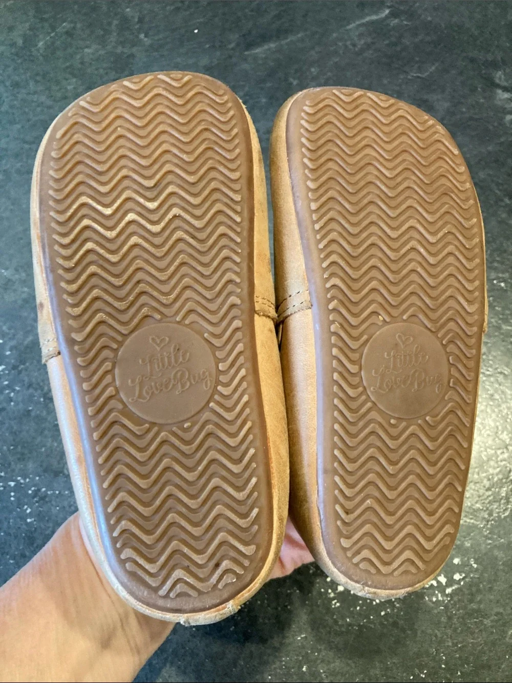 Girls Little Love Bug tan brown leather boots size 10